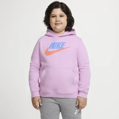 Nike Sportswear Club Fleece Big Kids' Pullover Hoodie (extended Size) In Light Arctic Pink
