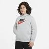 Nike Sportswear Club Fleece Big Kids' Pullover Hoodie (extended Size) In Light Smoke Grey