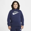 Nike Sportswear Club Fleece Big Kids' Pullover Hoodie (extended Size) In Midnight Navy,smoke Grey