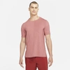 Nike Yoga Dri-fit Men's Short-sleeve Top In Dark Cayenne,rust Pink,black