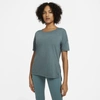 Nike Yoga Women's Short-sleeve Top In Hasta,heather,light Pumice,dark Teal Green