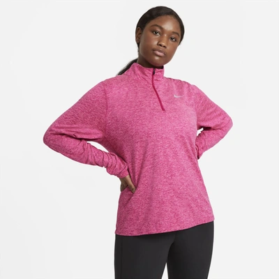 Nike Element Plus Size Women's Half-zip Running Top In Fireberry/sunset Pulse/reflective Silv