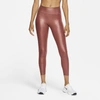 Nike One Icon Clash Women's Mid-rise 7/8 Shimmer Leggings In Claystone Red,claystone Red,claystone Red