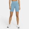 Nike One Women's Mid-rise 7" Bike Shorts In Cerulean,white