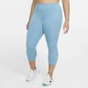 Nike One Women's Mid-rise Crop Leggings In Cerulean,white