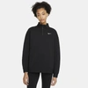 Nike Mini Swoosh Oversized 1/4 Zip Sweatshirt In Black In Black,white