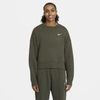 Nike Sportswear Essential Women's Fleece Crew In Cargo Khaki,white