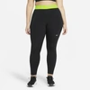 Nike Plus Pro 365 Leggings With Waistband In Black Volt In Black