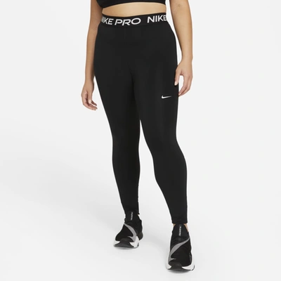 Nike Pro Mid-rise Crop Mesh-panel Leggings In Black