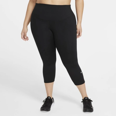 Nike Women's One Mid-rise Crop Leggings (plus Size) In Black/white