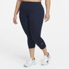 Nike One Women's Mid-rise Crop Leggings In Obsidian/white