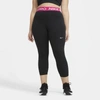 Nike Plus Size Women's Pro Cropped Leggings In Black,fireberry,white