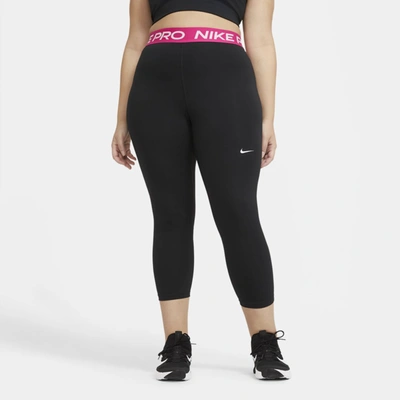 Nike Plus Size Women's Pro Cropped Leggings In Black/fireberry/white