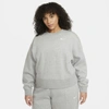 Nike Sportswear Essential Women's Fleece Crew Sweatshirt In Dark Grey Heather,matte Silver,white