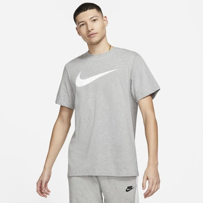 Nike Icon Swoosh Cotton Graphic T-shirt In Dark Grey Heather/white