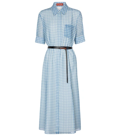 Altuzarra Kieran Gingham Shirt Dress In Blue