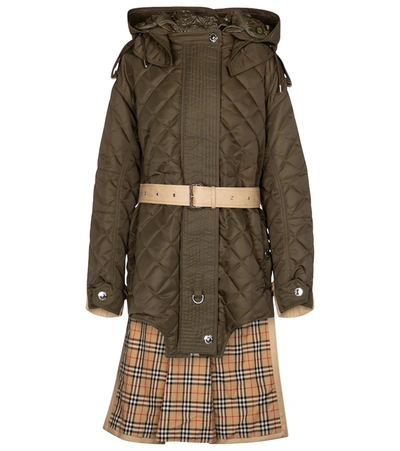 Burberry Cottam Quilted Parka In Green