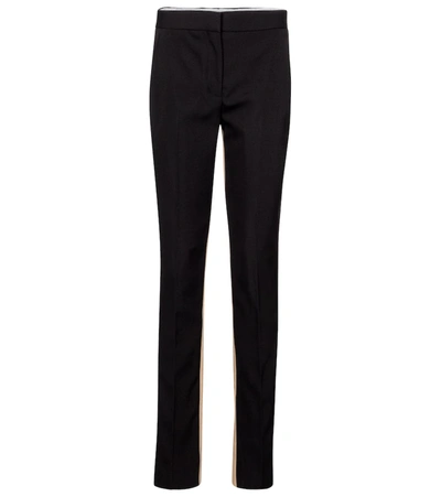 Burberry High-rise Wool And Cotton Slim Pants In Black