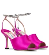 JIMMY CHOO SAE 90 EMBELLISHED SATIN SANDALS,P00546094