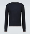 Maison Margiela Elbow-patch Cotton-blend Knit Sweater In Navy