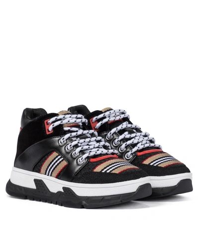 Burberry Kids Icon Stripe High-top Sneakers In Black