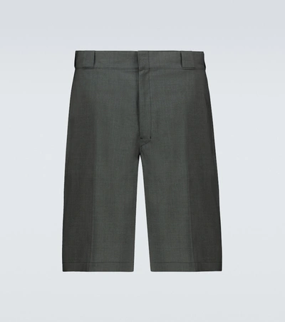 Prada Tailored Wool Poplin Bermuda Shorts In Grey
