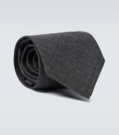 Prada Wool Tie In Grey