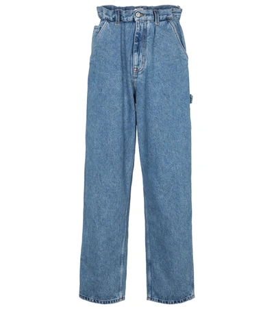 Miu Miu Iconic Rigid High-rise Straight-leg Blue Jeans In Medium Wash