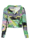 VERSACE VERSACE PRINTED CROPPED WRAP BLOUSE