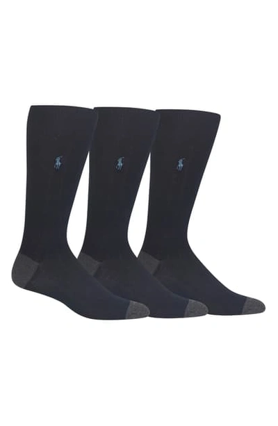 Polo Ralph Lauren Athletic Crew Socks - Pack Of 3 In Black