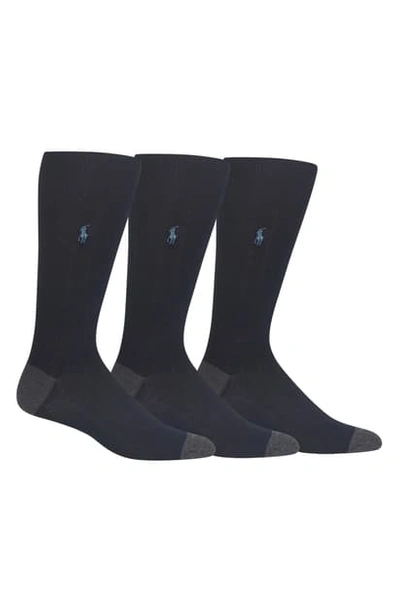 Polo Ralph Lauren 3-pack Ribbed Socks In Navy