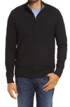 Robert Graham Allman Waffle Knit Quarter-zip Pullover In Black