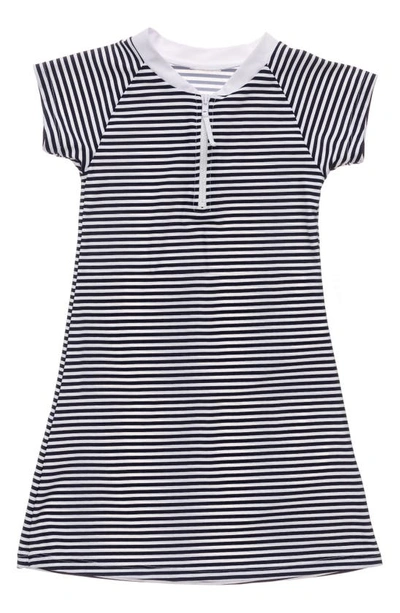 Snapper Rock Kids' Little Girl's & Girl's Nautical Stripe Short Sleeve Dress In Blue