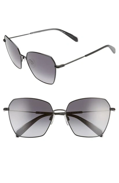 Rag & Bone 58mm Irregular Sunglasses In Black/ Dark Grey