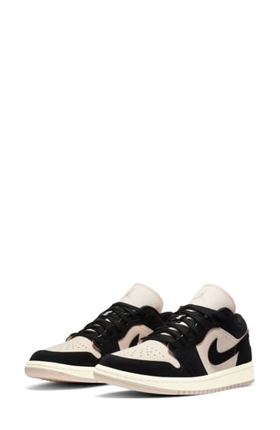 Jordan 1 Low Sneaker In Black/ Black/ Guava Ice
