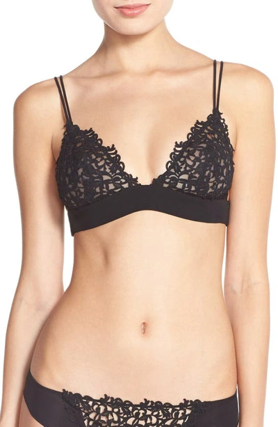 La Perla Petit Macrame Silk Blend Triangle Bra In Black