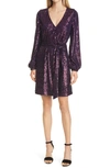 MILLY SIENA SEQUIN WRAP FRONT LONG SLEEVE DRESS,11GD30-Y0