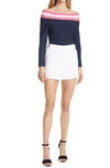 Milly Cady Aria Button Shorts In Ecru
