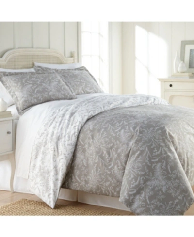 Southshore Fine Linens Reversible Down Alternative Floral Comforter And Sham Set Bedding In Gray
