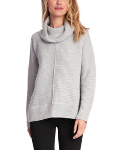 Jones New York Mixed-stitch Cowlneck Sweater In Silver Grey Heather
