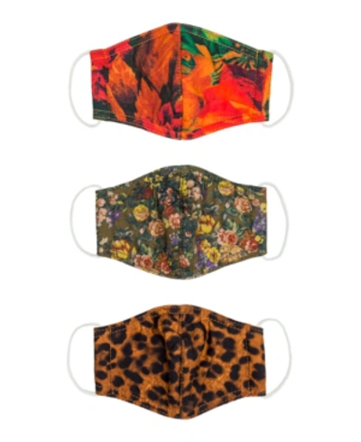 Patricia Nash Cloth Face Covering Set-3 In Multi, English Country, And Leopard