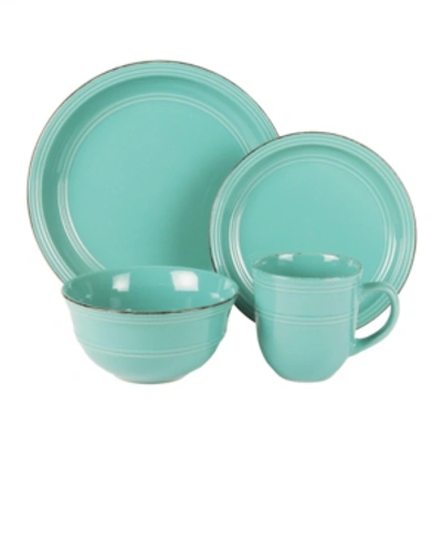 Jay Imports Madelyn Aqua Blue 16 Pc Dinnerware Set