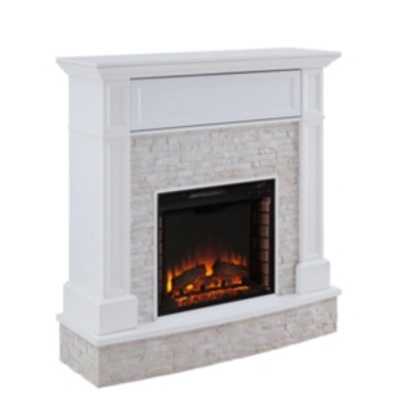 Southern Enterprises Blakely Faux Stone Media Fireplace In White