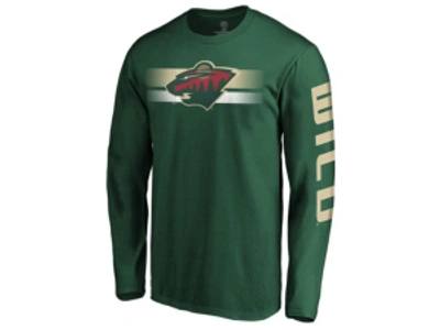 Majestic Minnesota Wild Men's Halftone Long Sleeve T-shirt In Green