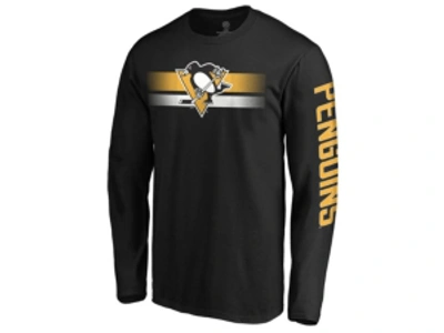 Majestic Pittsburgh Penguins Men's Halftone Long Sleeve T-shirt In Black