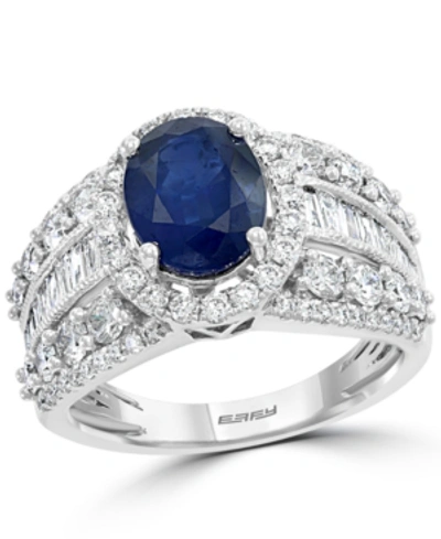 Effy Collection Effy Sapphire (1-7/8 Ct. T.w.) & Diamond (1-5/8 Ct. T.w.) Statement Ring In 14k White Gold