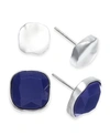 STYLE & CO SQUARE STONE STUD EARRINGS, 2 PIECE SET, CREATED FOR MACY'S
