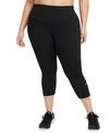 Nike Women's One Mid-rise Crop Leggings (plus Size) In Black/white