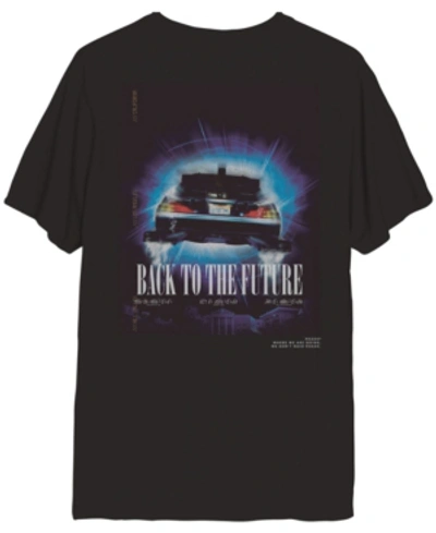 Hybrid Delorean Back To The Future Men's Graphic Short Sleeve Tee In Black