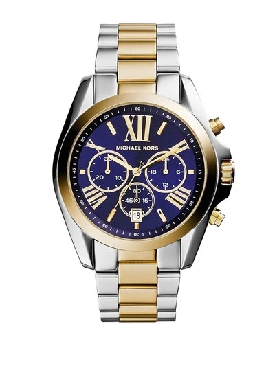 Michael Kors Ladies Stainless Steel Two-toned Bradshaw Bracelet Watch In Silver Yellow Gold